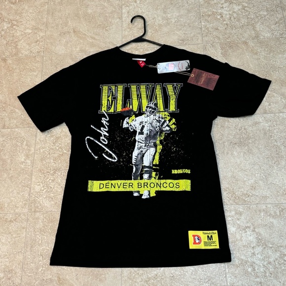 NWT Mitchell & Ness Denver Broncos Neon Pop John Elway T-Shirt Tee Size Medium - Picture 2 of 12